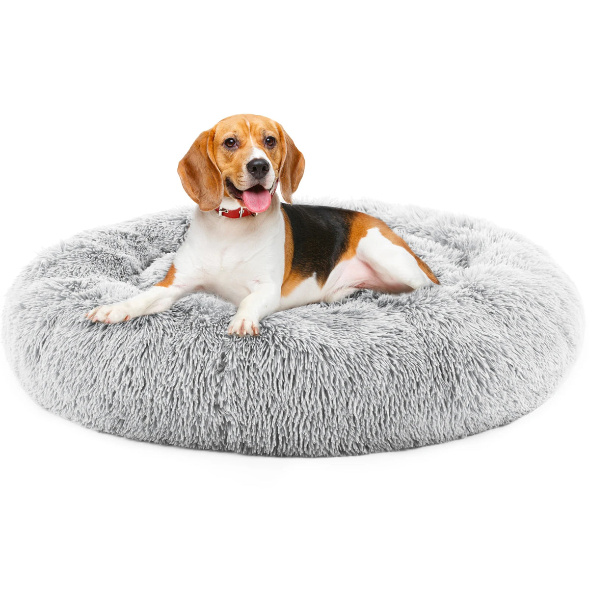 JHK Calming Round Plush Faux Fur Dog Bed