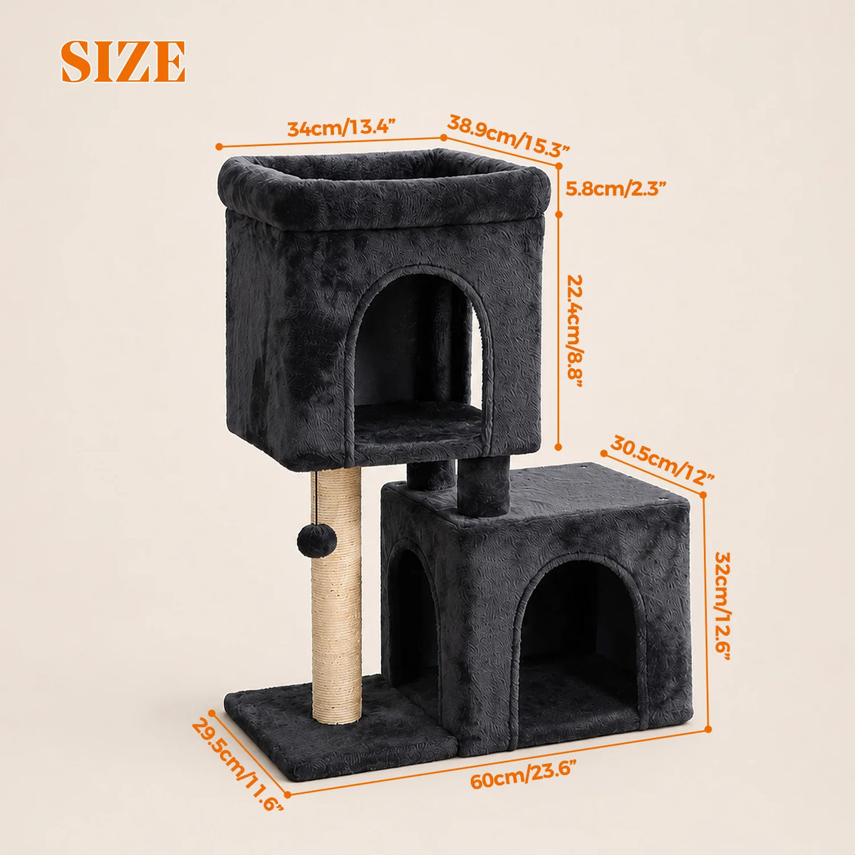 PAWZ Road Two Tier Cat Tree With Sisal Posts