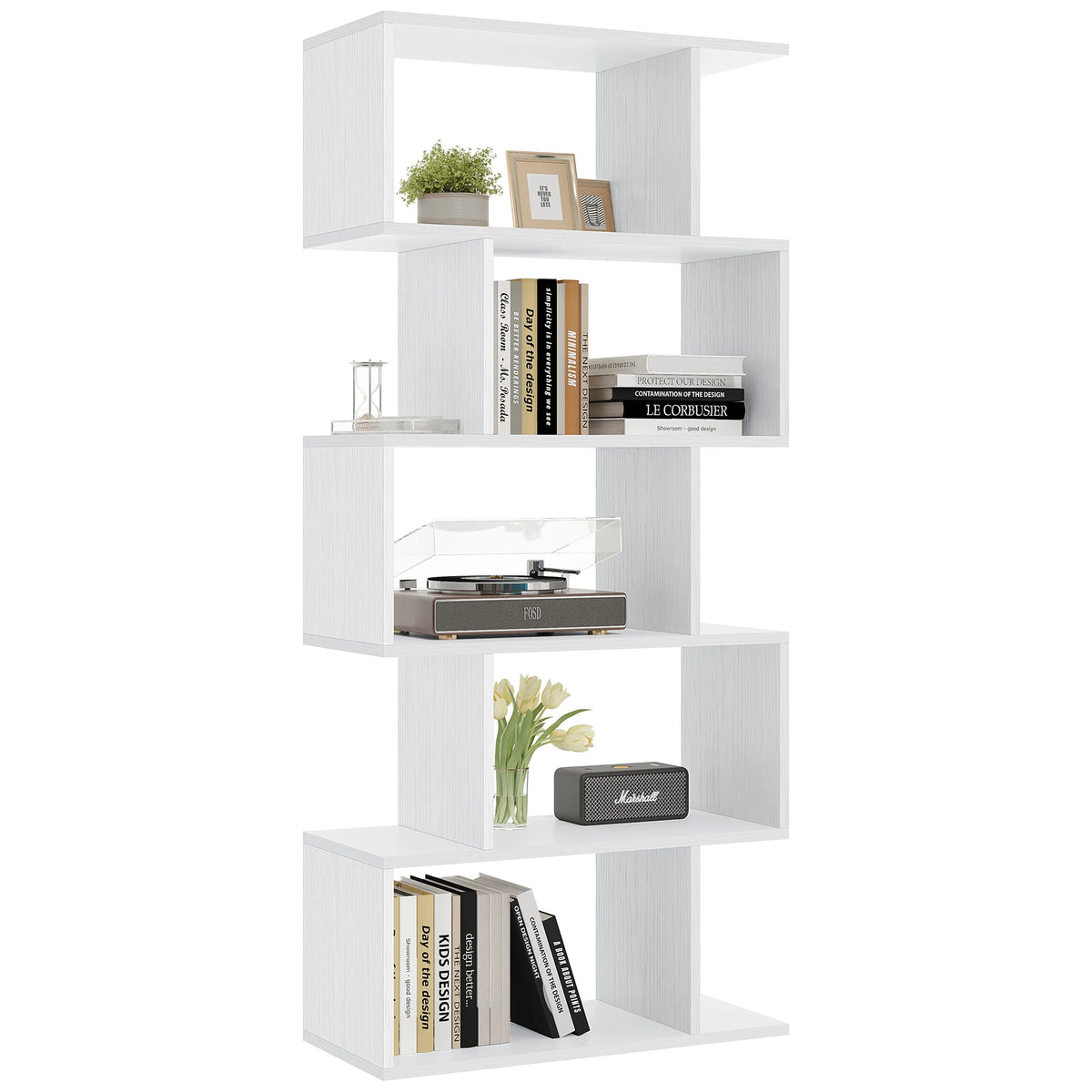 JHK Geometric Wooden Display Bookcase