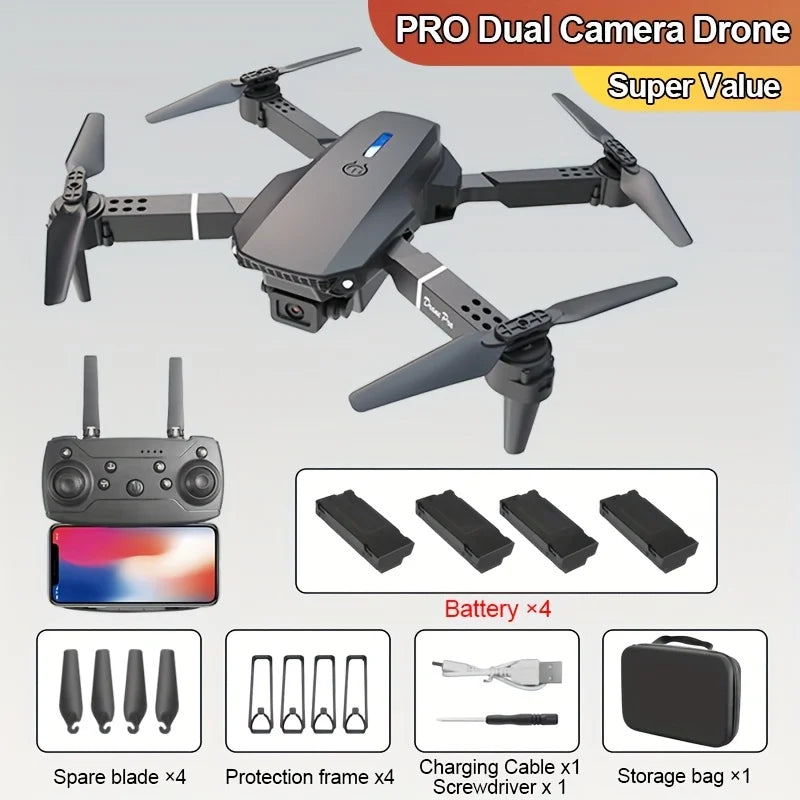 ZNLYRION 4K Dual Camera Foldable FPV Drone E88 Pro