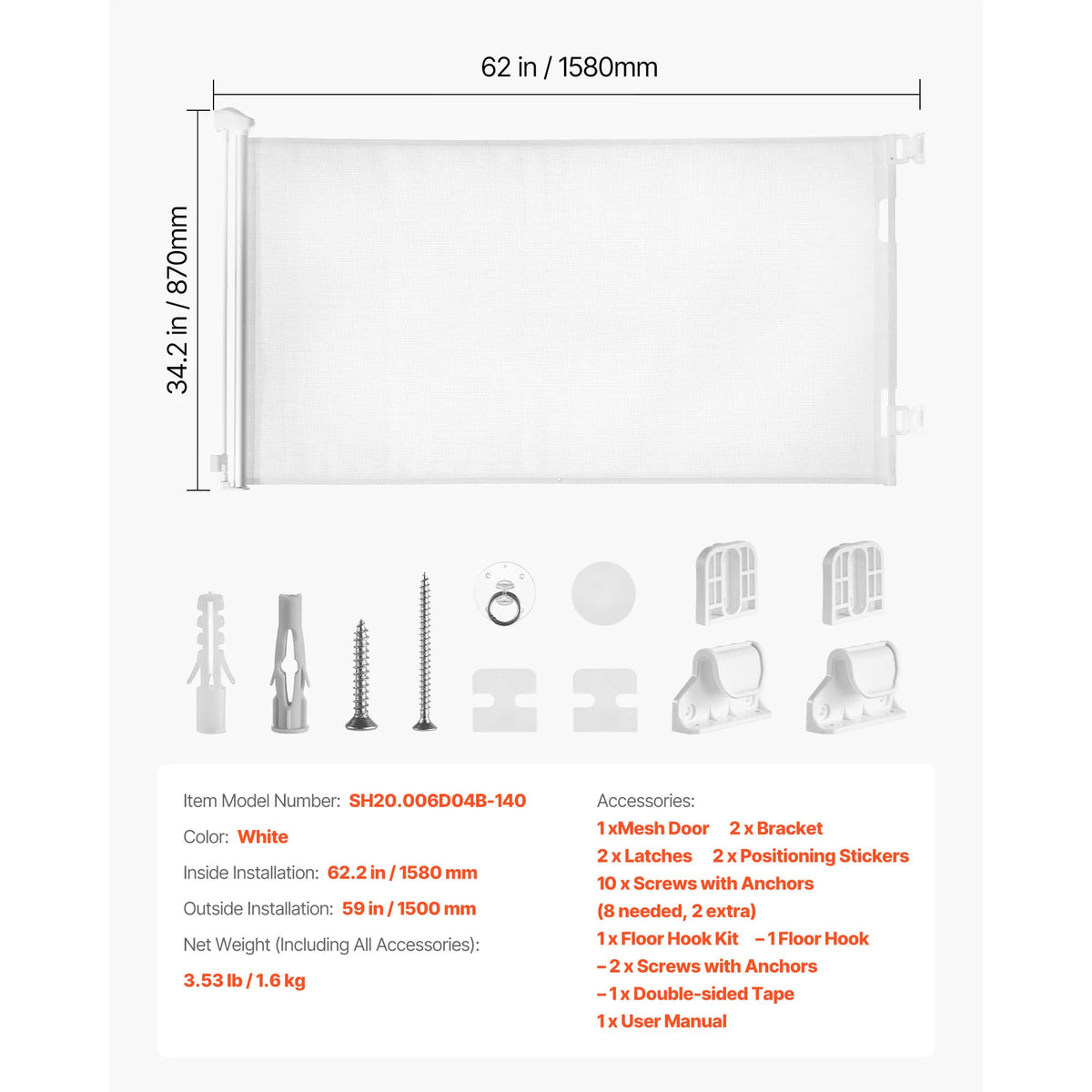 SucceBuy Retractable Baby And Pet Safety Gate