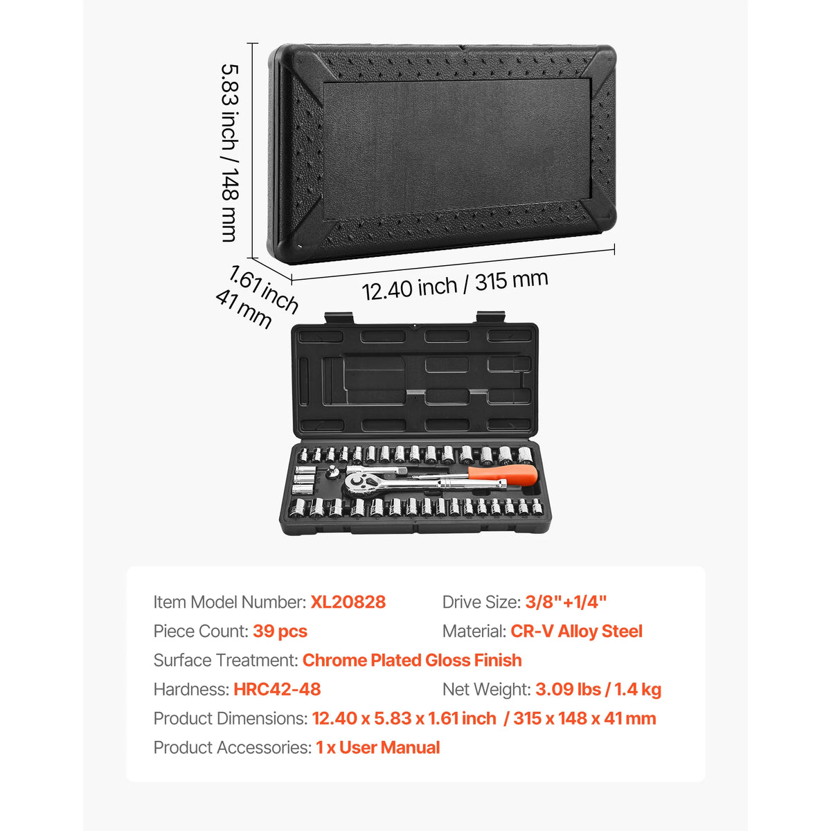 SucceBuy Socket And Ratchet Tool Kit