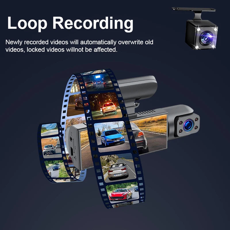 Front And Rear Car Dashcam With Night Vision Recording