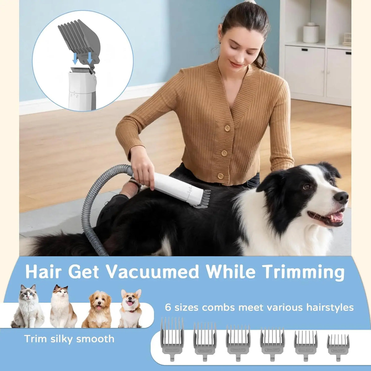 Dog Grooming Vacuum Kit And Deshedding Trimmer
