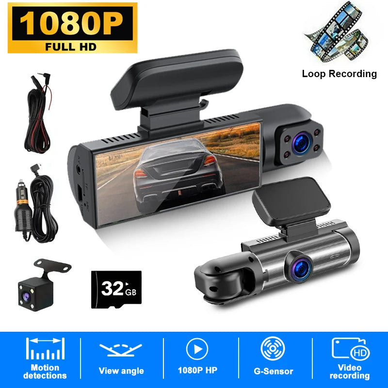 Front And Rear Car Dashcam With Night Vision Recording