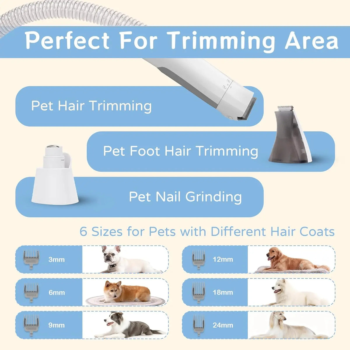 Dog Grooming Vacuum Kit And Deshedding Trimmer