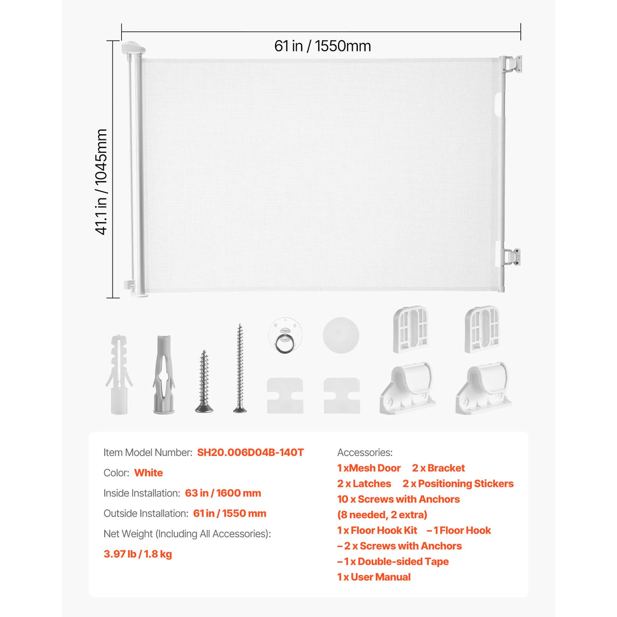 SucceBuy Retractable Baby And Pet Safety Gate