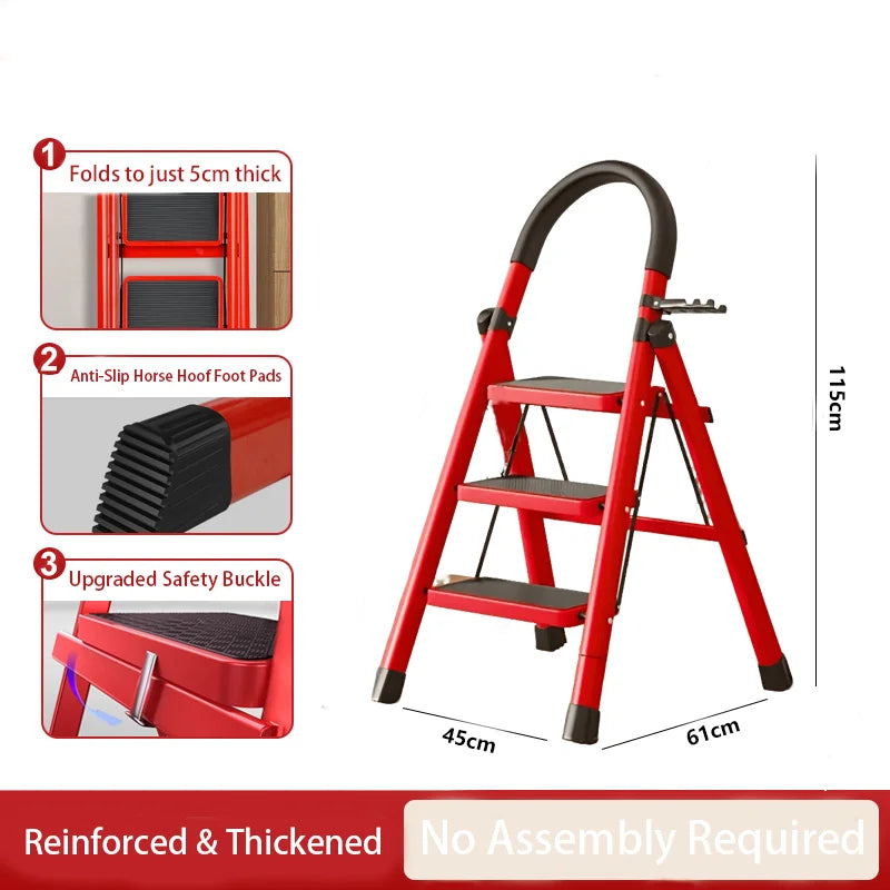 Stainless Steel Foldable Step Ladder With Tool Holder