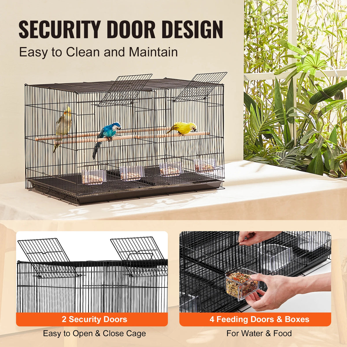 SucceBuy Stackable Divided Bird Cage With Perches