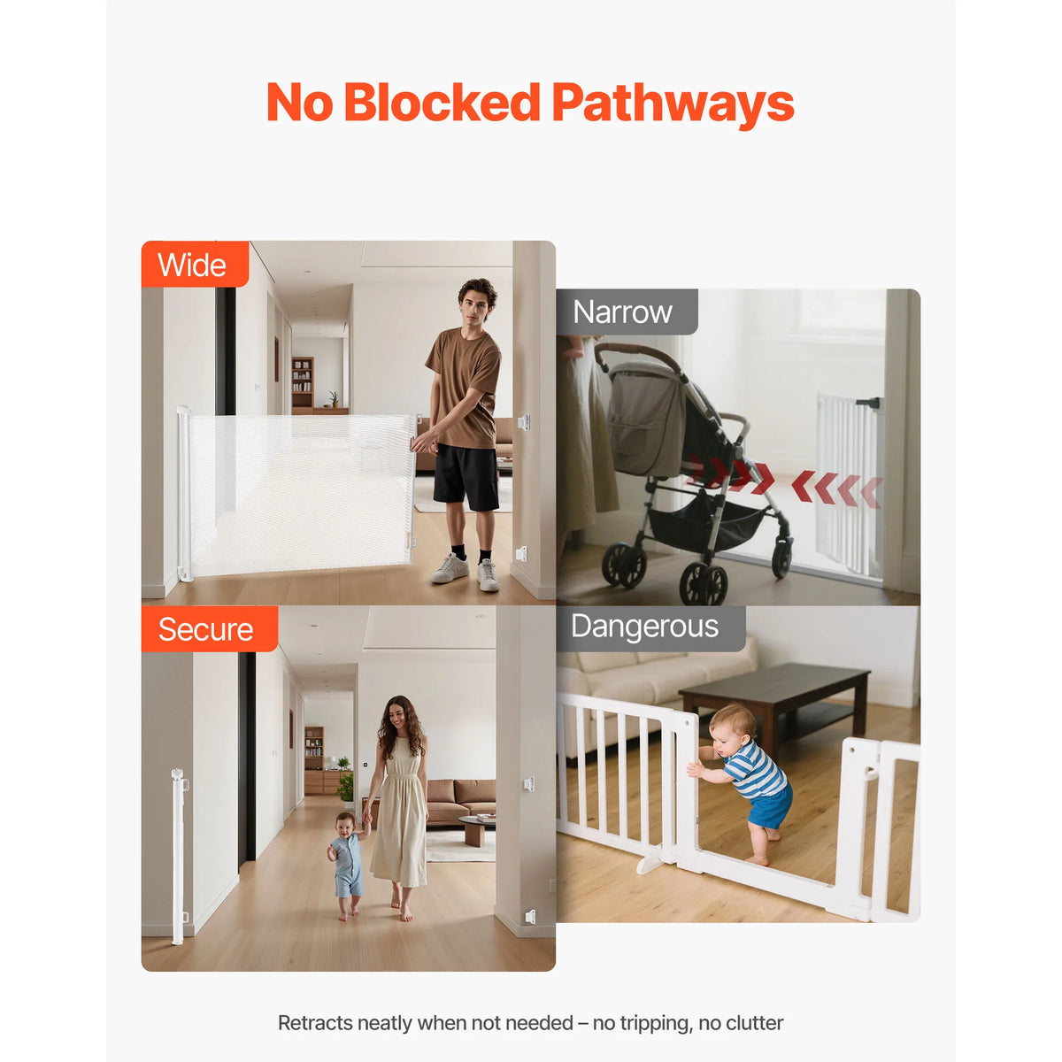 SucceBuy Retractable Baby And Pet Safety Gate