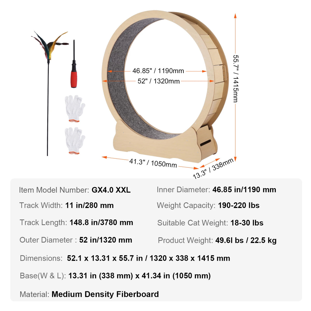 SucceBuy Wooden Cat Exercise Wheel for Indoor Cats