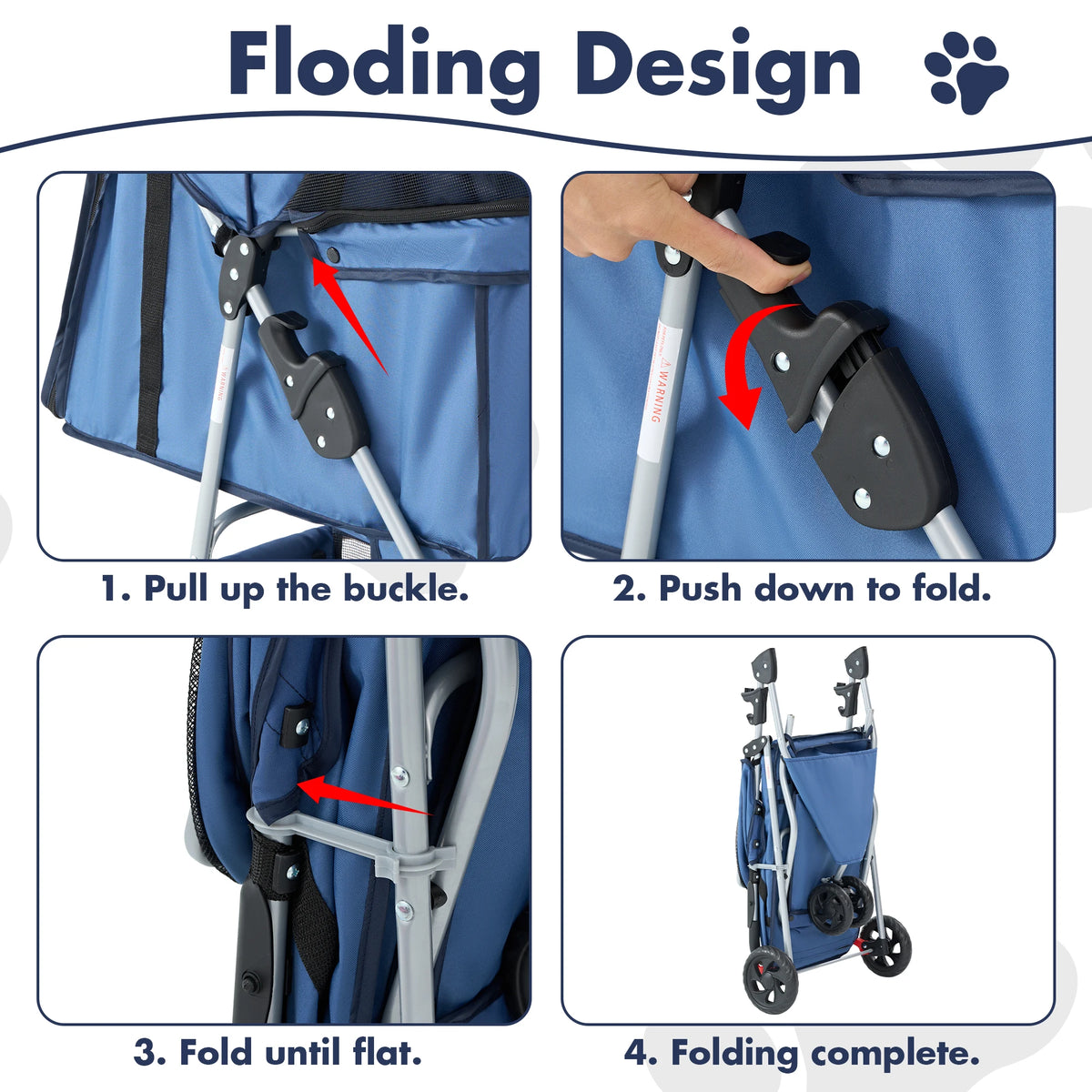 Foldable 3 Wheel Pet Stroller For Small Dogs