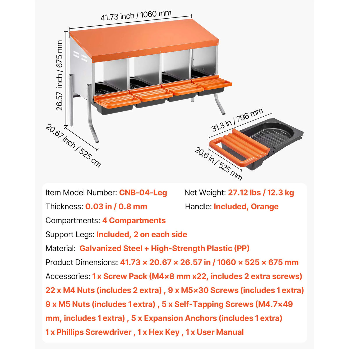 SucceBuy Metal Roll Out Chicken Nesting Box With Lid