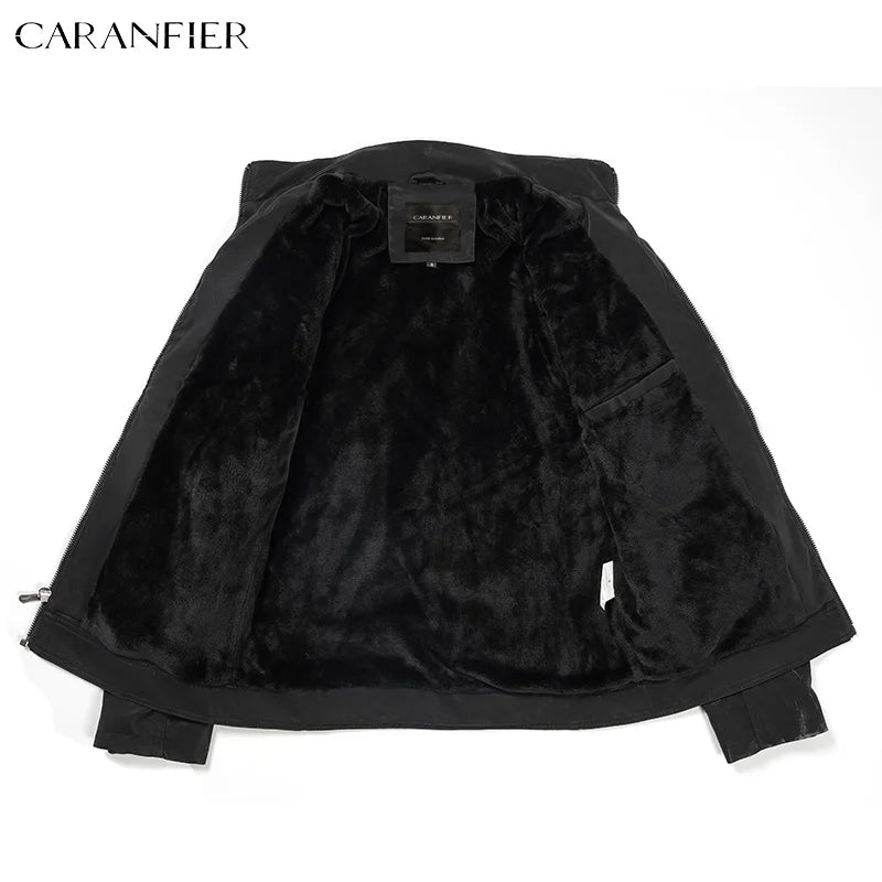 Caranfier Mens Retro Pu Biker Jacket