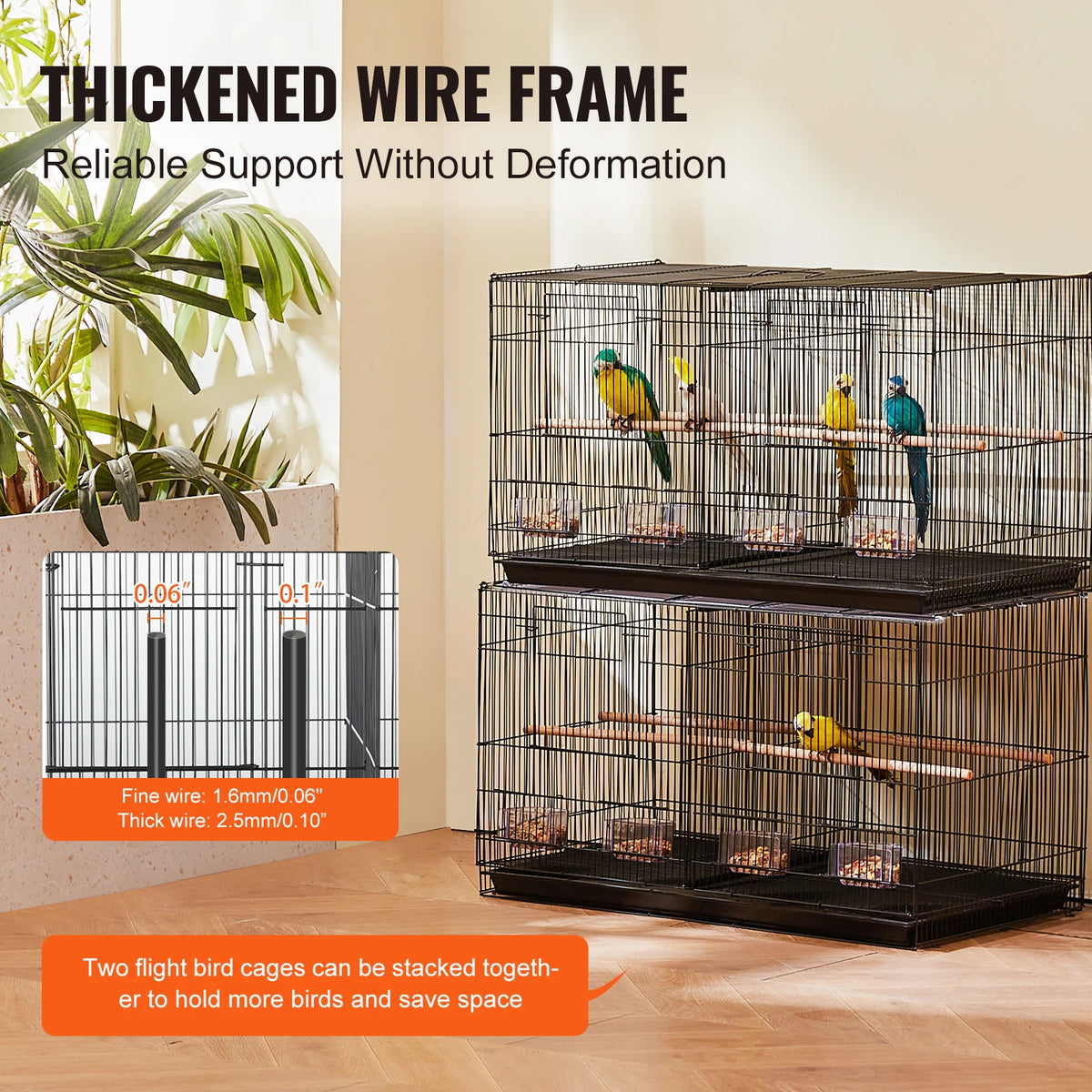 SucceBuy Stackable Divided Bird Cage With Perches