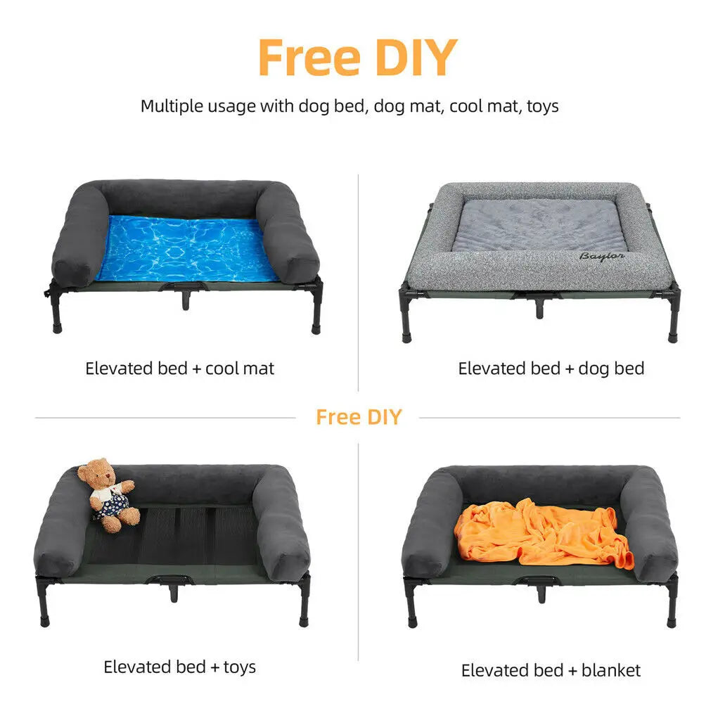 Bingopaw Metal Elevated Pet Bed Detachable Cooling Bolster