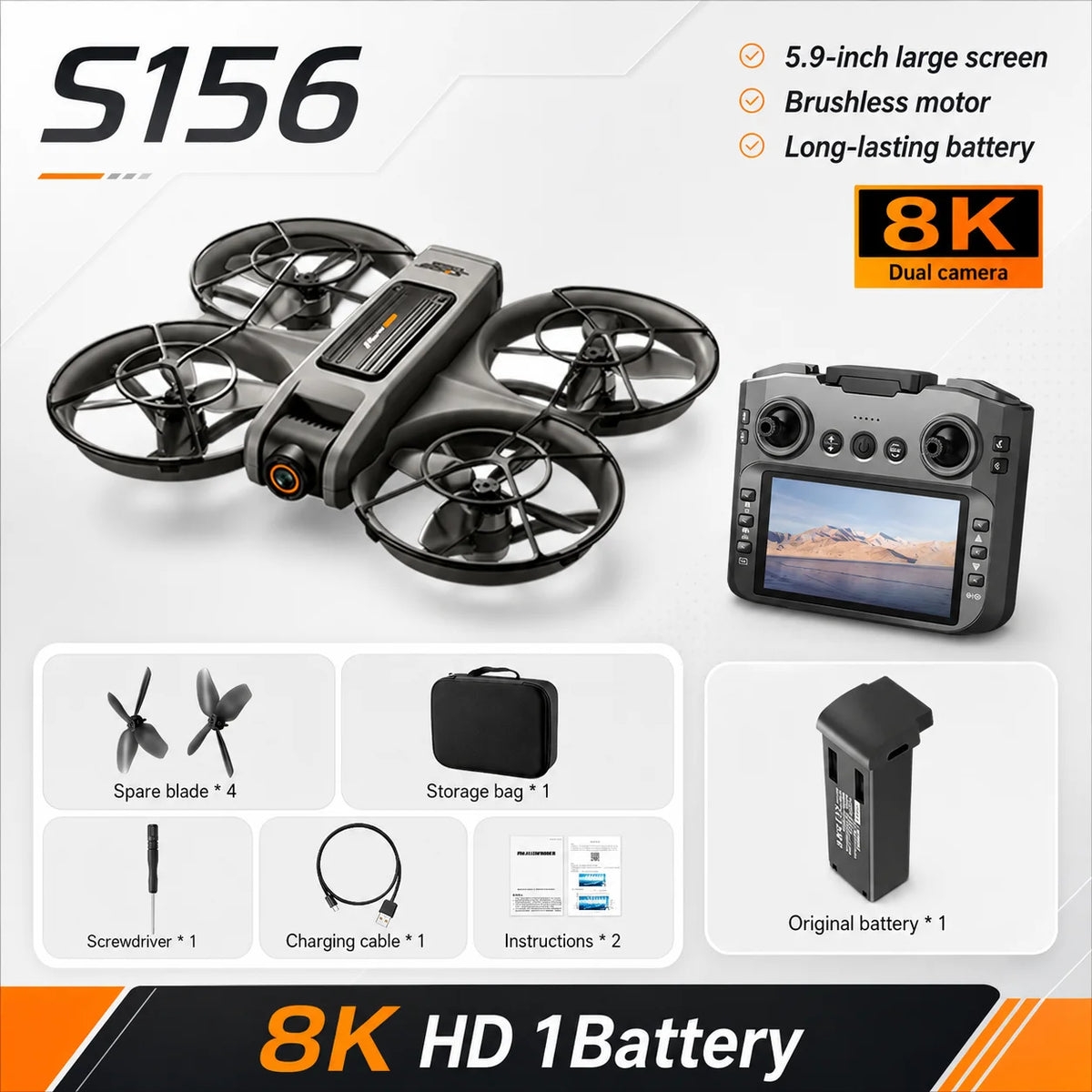 ZNLYRION S156 8K Dual Camera RC Drone Quadcopter