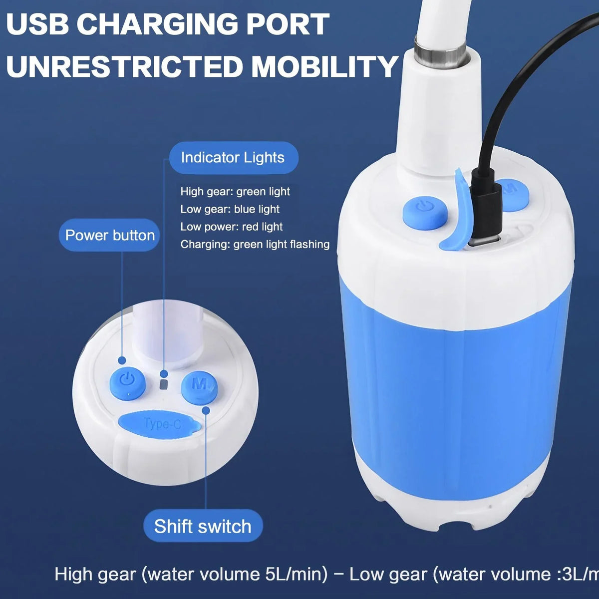 Portable Cordless Shower Sprayer For Pets