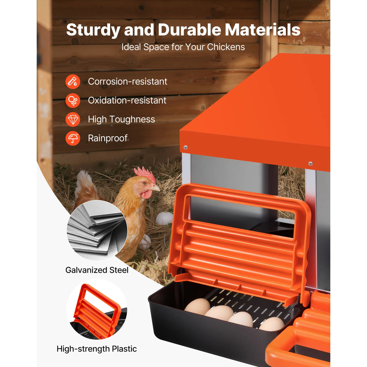 SucceBuy Metal Roll Out Chicken Nesting Box With Lid