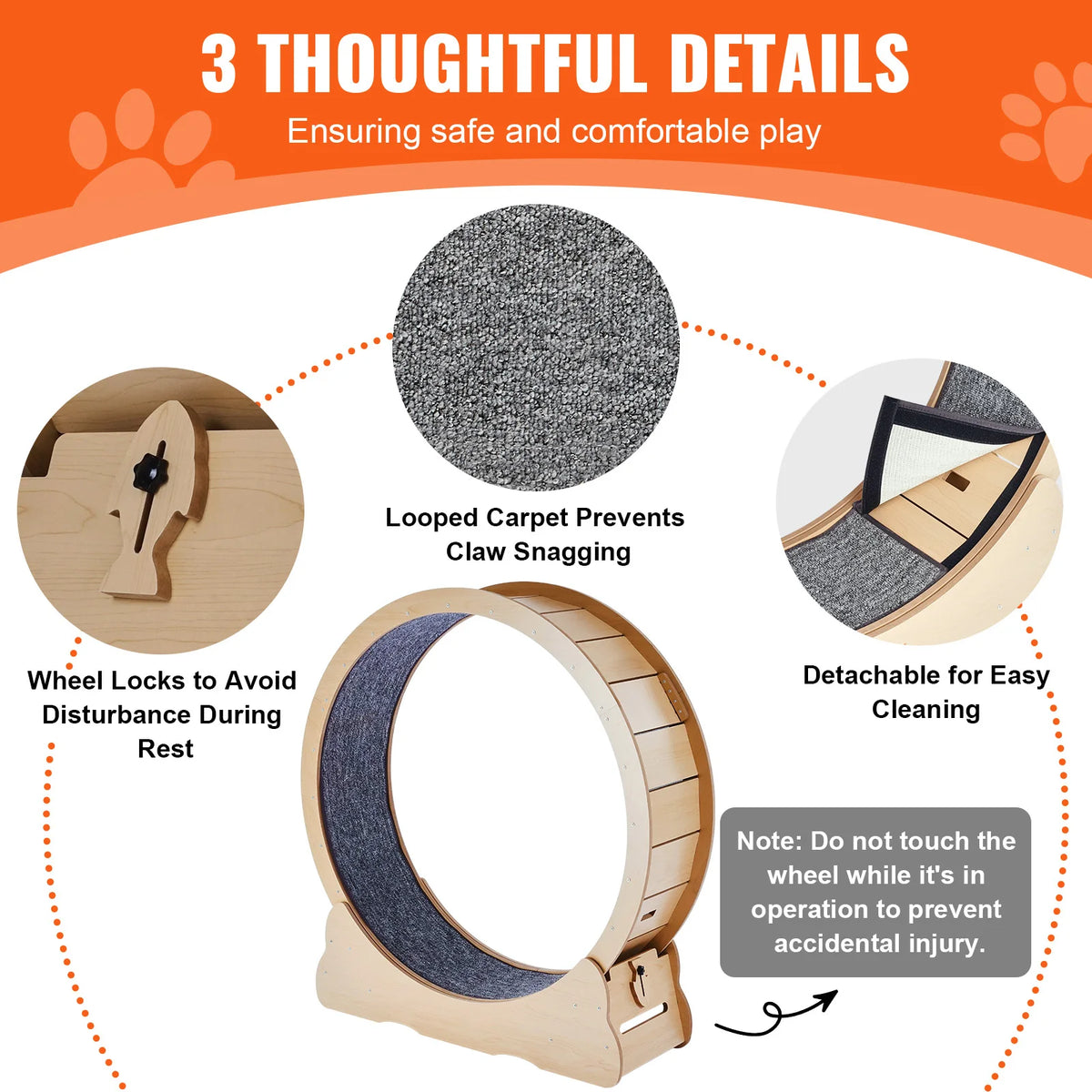 SucceBuy Wooden Cat Exercise Wheel for Indoor Cats
