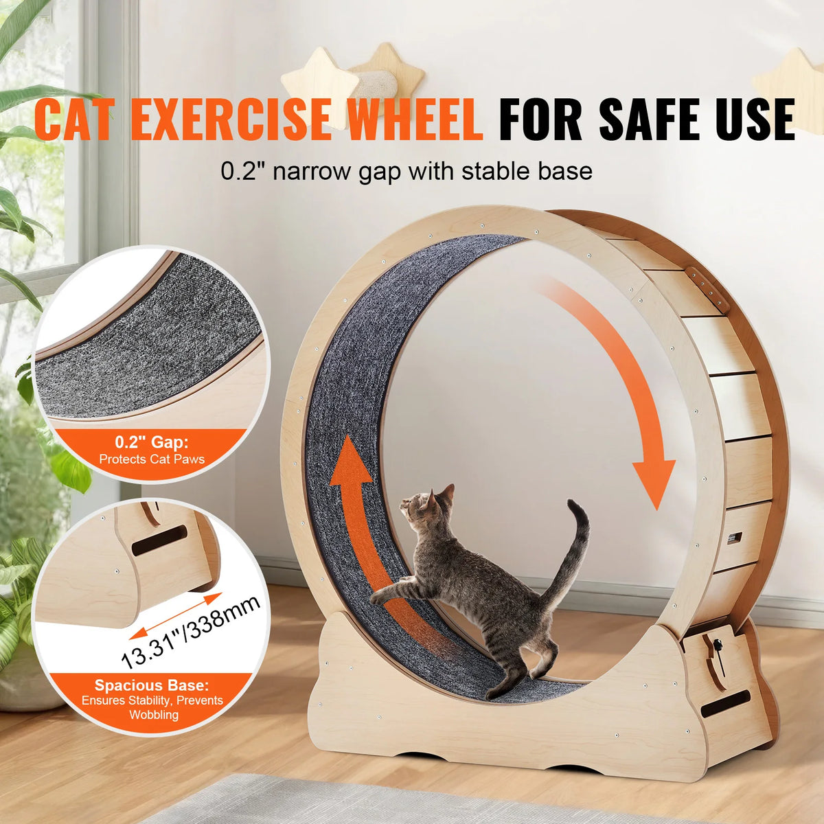 SucceBuy Wooden Cat Exercise Wheel for Indoor Cats