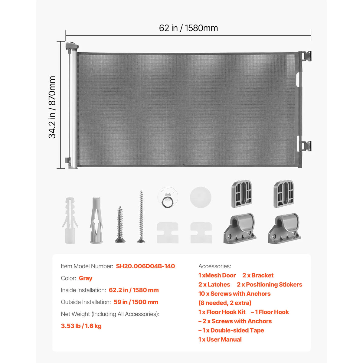 SucceBuy Retractable Baby And Pet Safety Gate