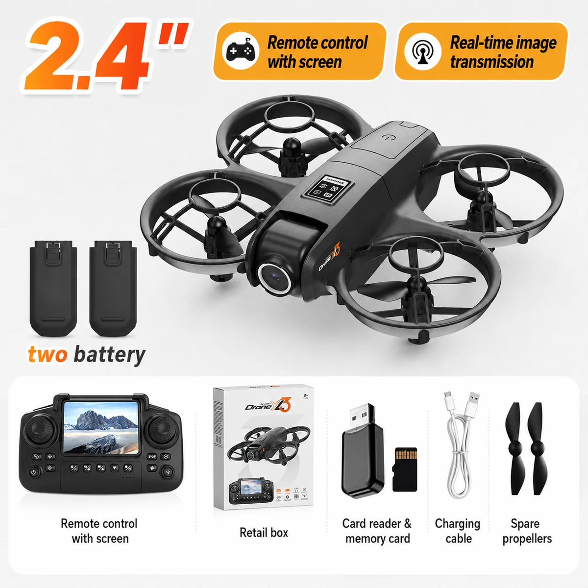 ZNLYRION YL3PK Mini Quadcopter Dual Camera Drone With Screen