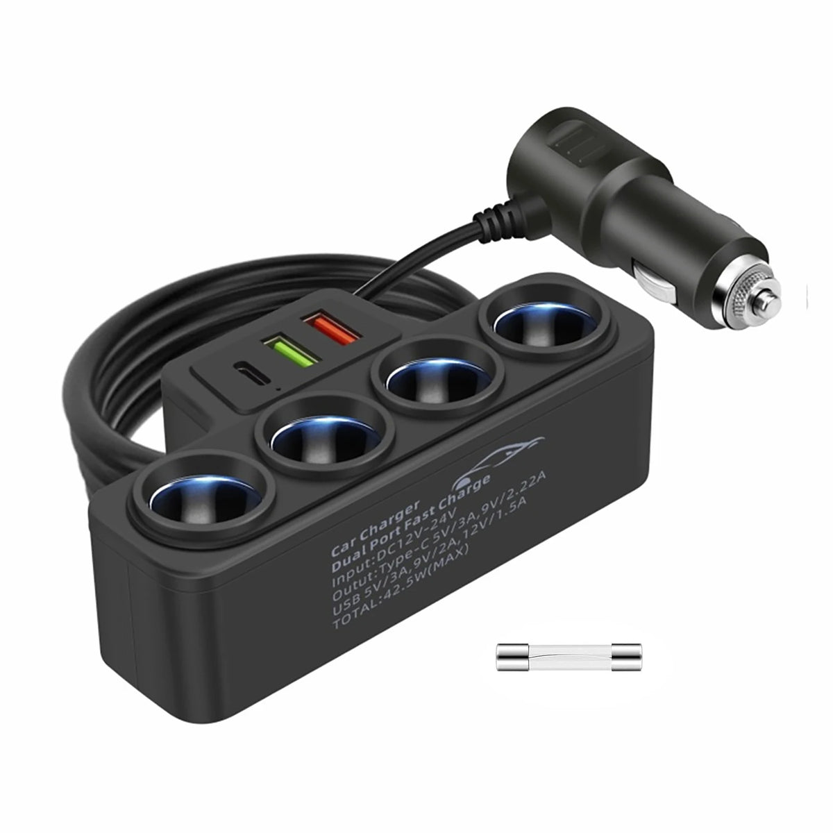 Four Port Car Quick Charge Power Adapter