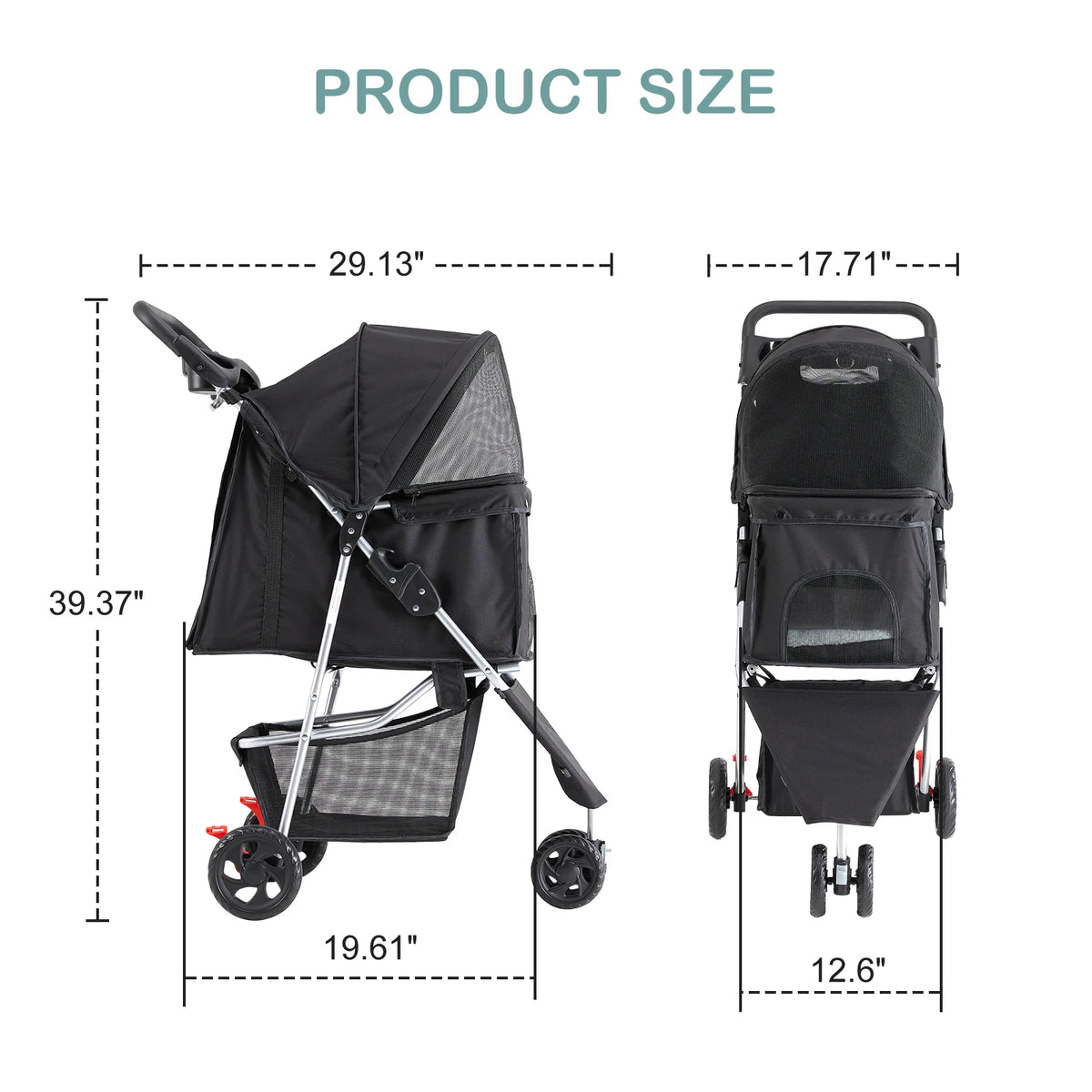 Foldable 3 Wheel Pet Stroller For Small Dogs