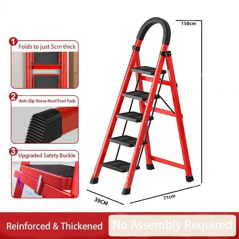 Stainless Steel Foldable Step Ladder With Tool Holder