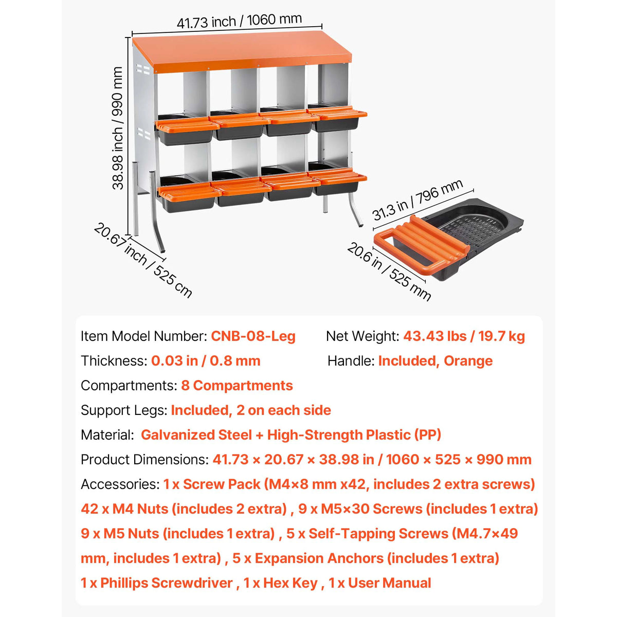 SucceBuy Metal Roll Out Chicken Nesting Box With Lid