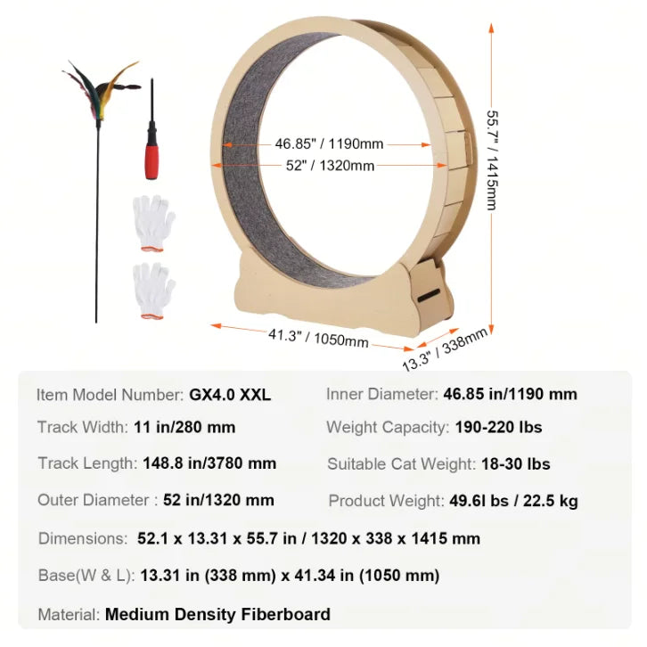SucceBuy Wooden Cat Exercise Wheel for Indoor Cats