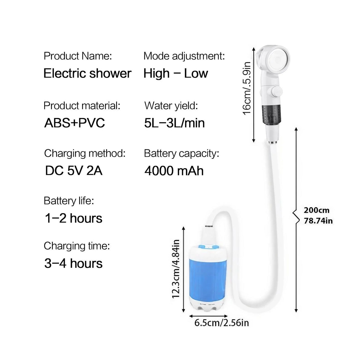 Portable Cordless Shower Sprayer For Pets
