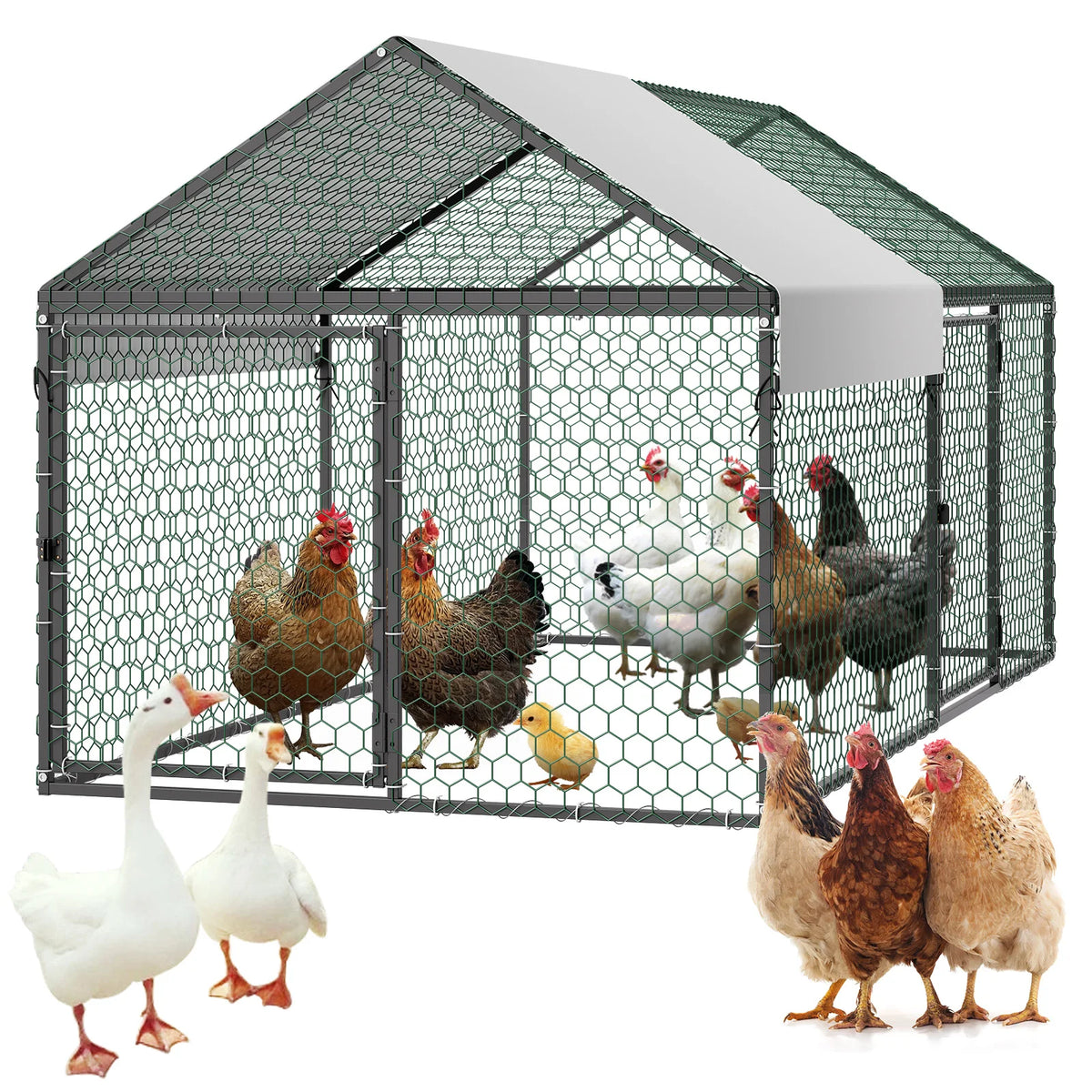 SucceBuy Metal Chicken Coop Spire Roof Waterproof Cover