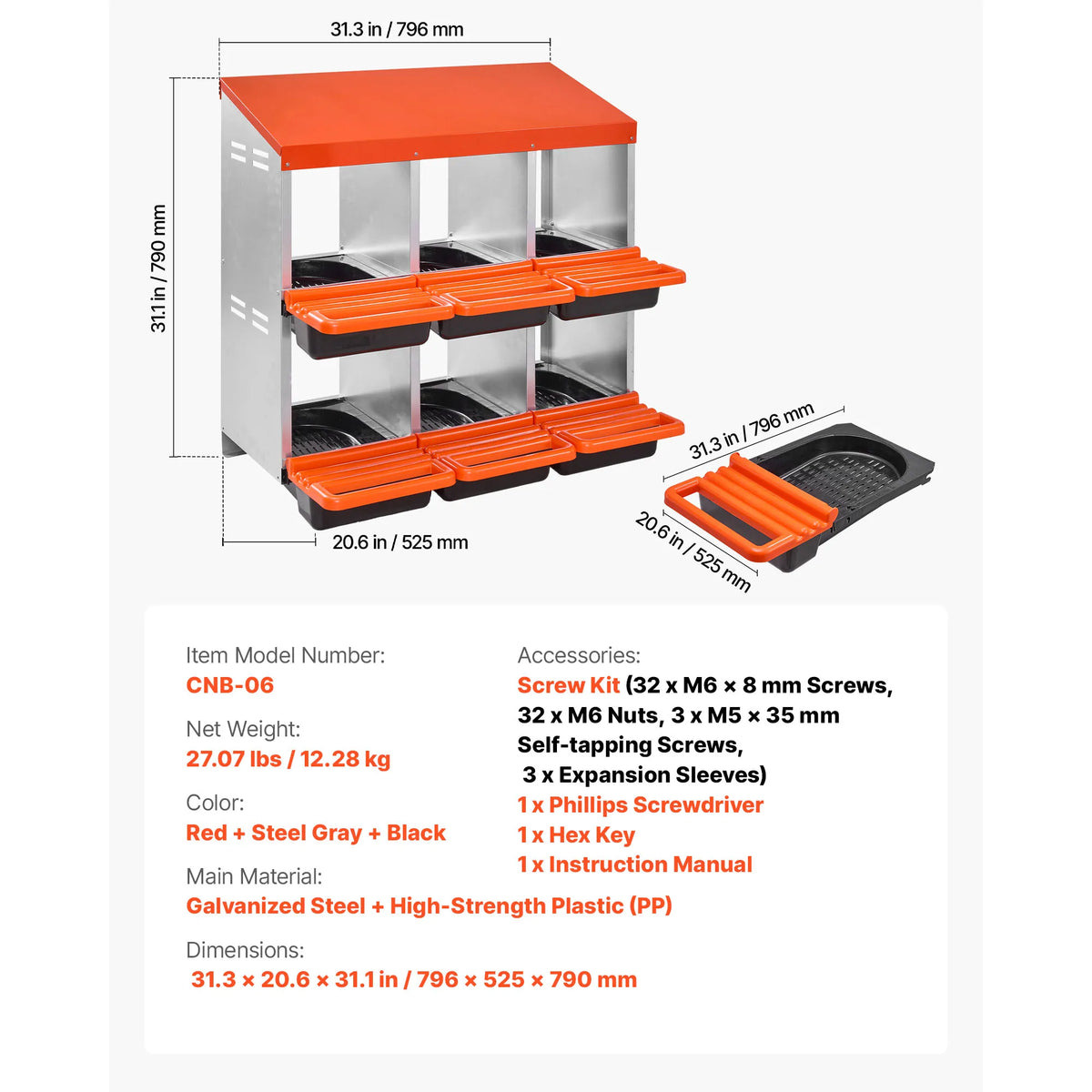 SucceBuy Metal Roll Out Chicken Nesting Box With Lid