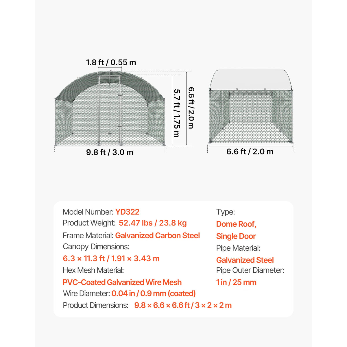 SucceBuy Metal Chicken Coop Spire Roof Waterproof Cover