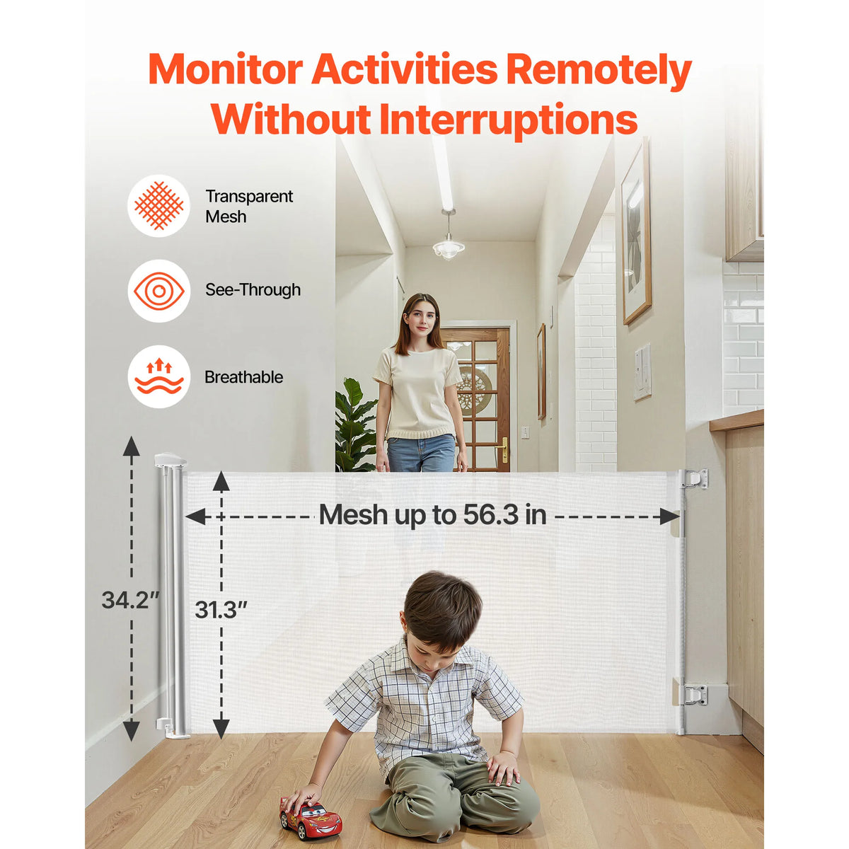 SucceBuy Retractable Baby And Pet Safety Gate