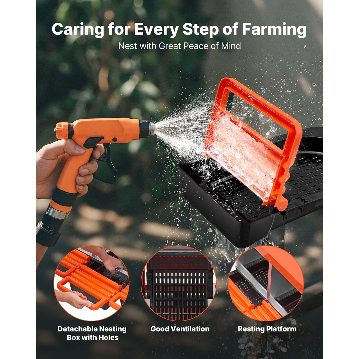 SucceBuy Metal Roll Out Chicken Nesting Box With Lid