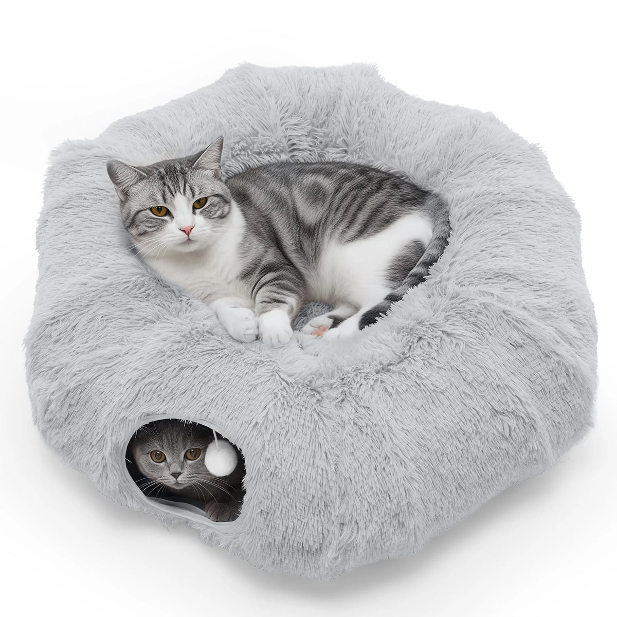 JHK Doughnut Cat Tunnel Bed for Indoor Pets