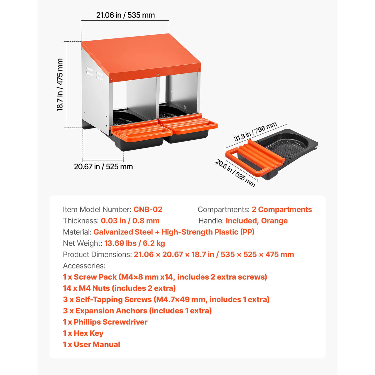 SucceBuy Metal Roll Out Chicken Nesting Box With Lid