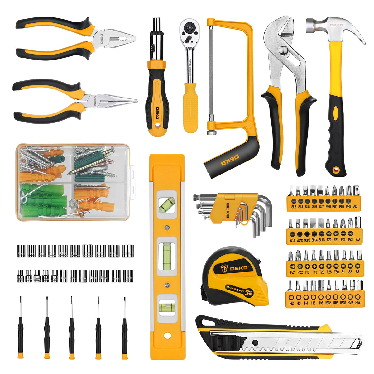 DEKO 228 Piece Hand Tool Set With Storage Box