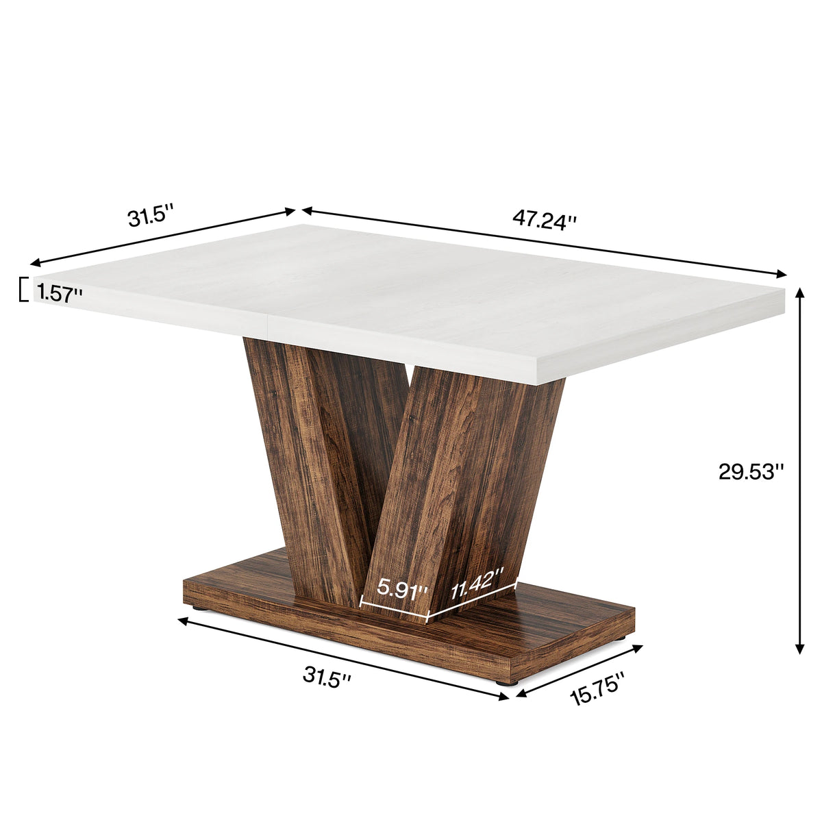 Tribesigns Farmhouse Wooden Pedestal Dining Table