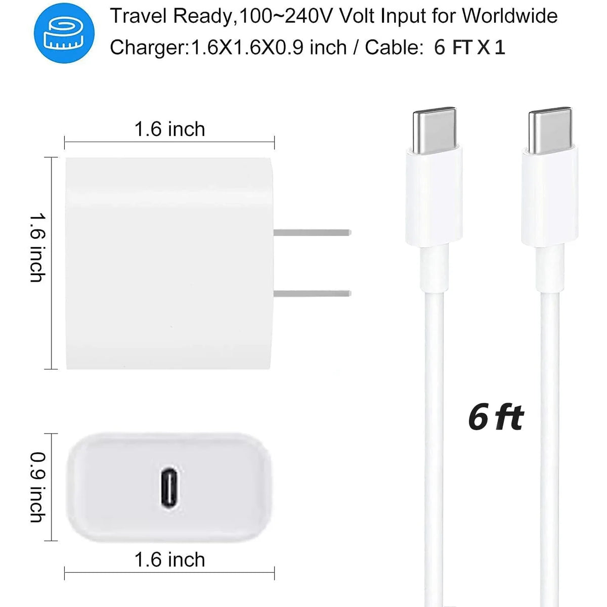 Sanprio Fast USB C Wall Charger for iPhone and iPad