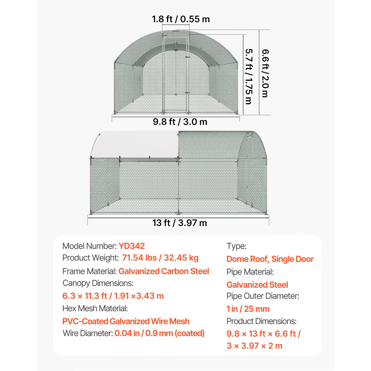 SucceBuy Metal Chicken Coop Spire Roof Waterproof Cover