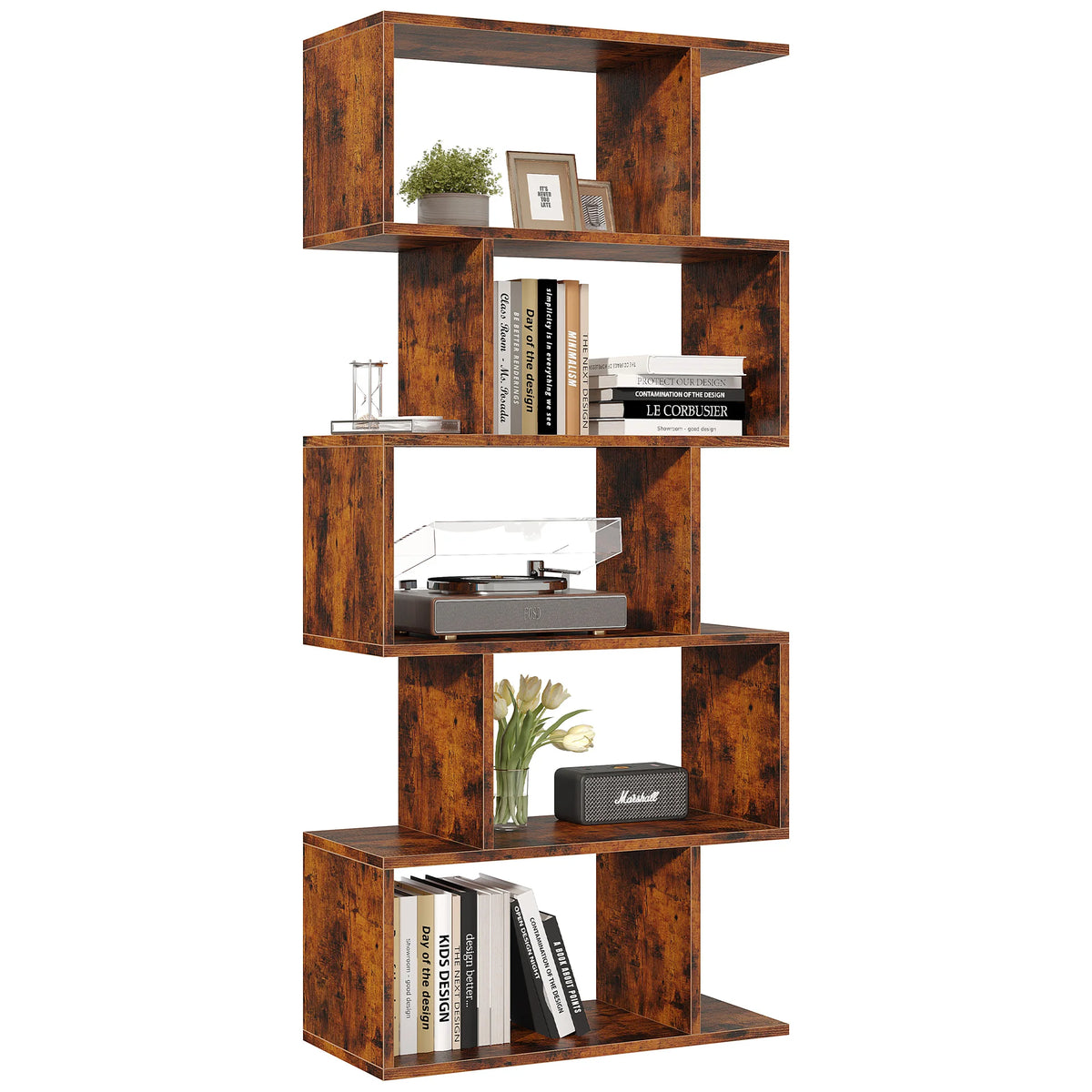 JHK Geometric Wooden Display Bookcase