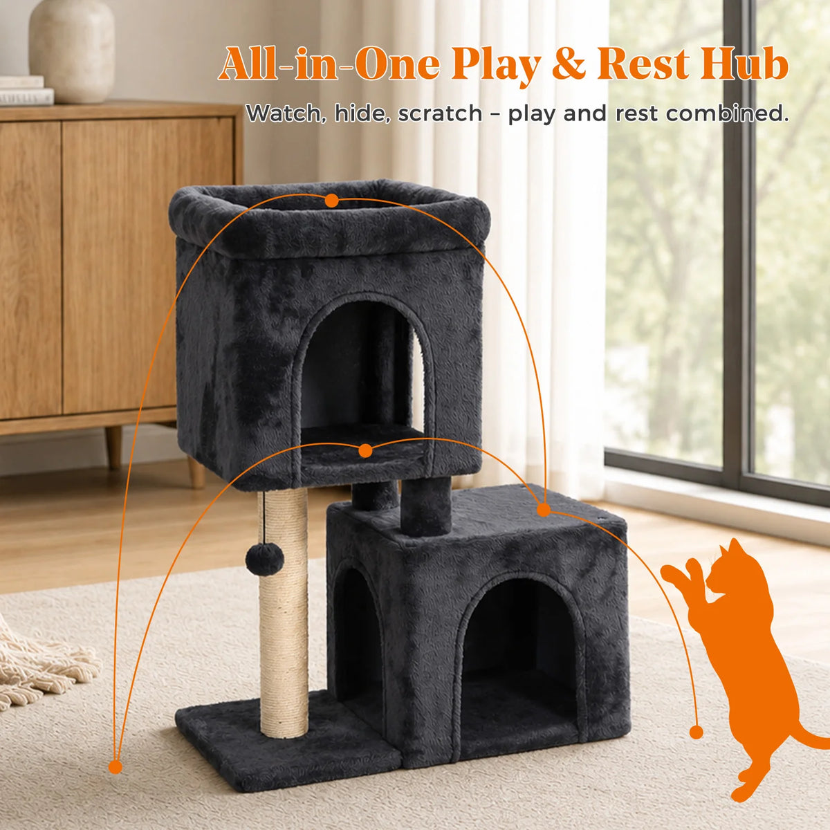 PAWZ Road Two Tier Cat Tree With Sisal Posts