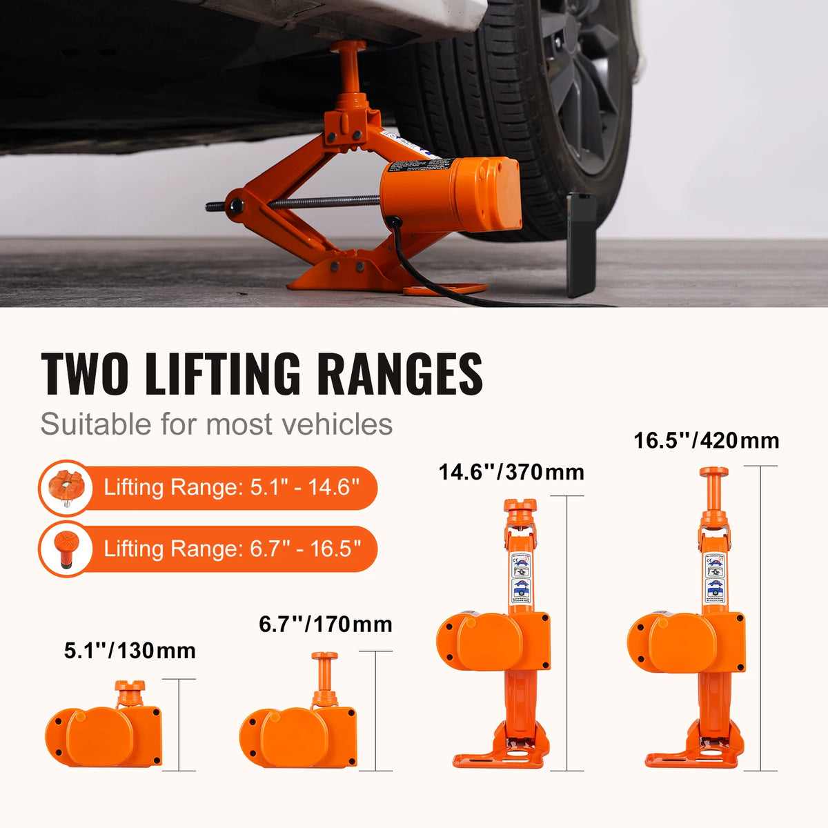 SucceBuy 5 Ton Electric Hydraulic Car Jack Portable 12V