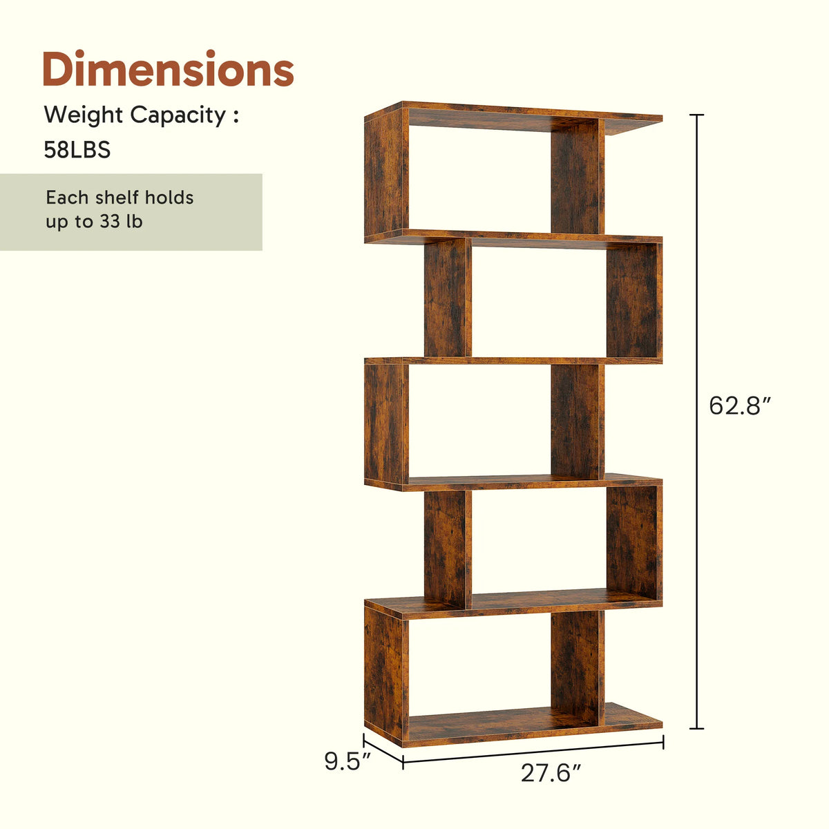 JHK Geometric Wooden Display Bookcase