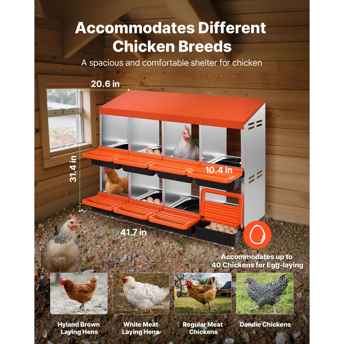 SucceBuy Metal Roll Out Chicken Nesting Box With Lid