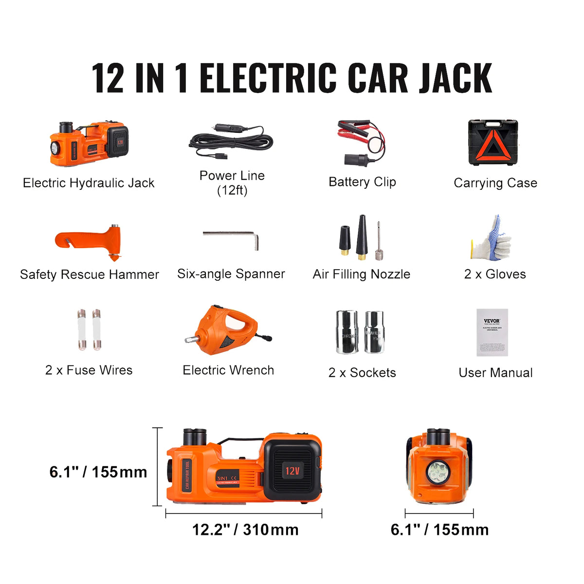 SucceBuy 5 Ton Electric Hydraulic Car Jack Portable 12V